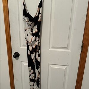 Elegant Black and White Floral Dress